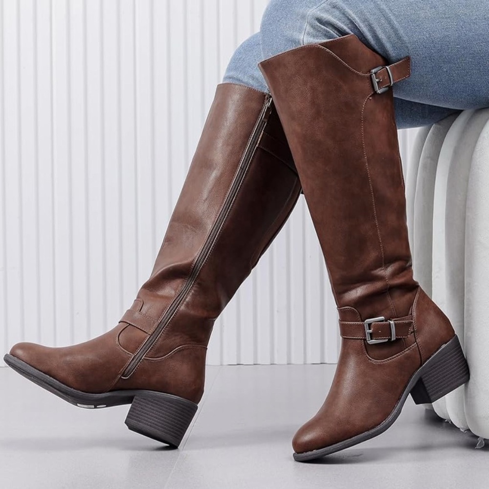 Luoika Women's Extra Wide Calf Knee High Boots, Wide Width Winter Tall Boots8.5W